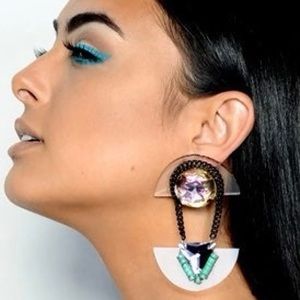 Melody Ehsani bejeweled acrylic space earrings